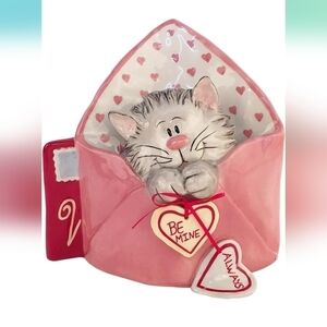 Blue sky clayworks sent with love kitten figurine 7 inch very cute